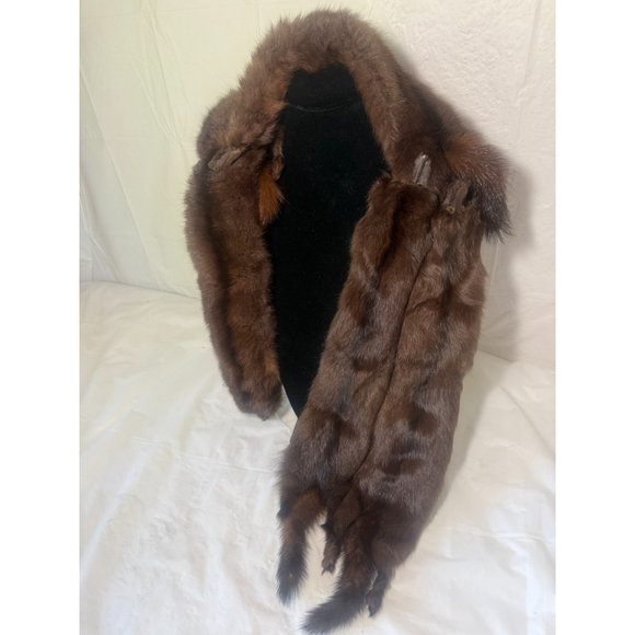 Vintage 1940s 5 Full Pelt Mink Stole brown - Picture 9 of 12
